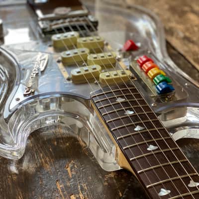 Very Rare Museum Grade 1990's Japanese Teisco Spectrum 5 Acrylic with OHSC. 100 built Worldwide image 8