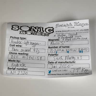 Joseph Kaye Sonic Monkey Hendrix Left Stagger Strat Stratocaster Pickup Set image 5