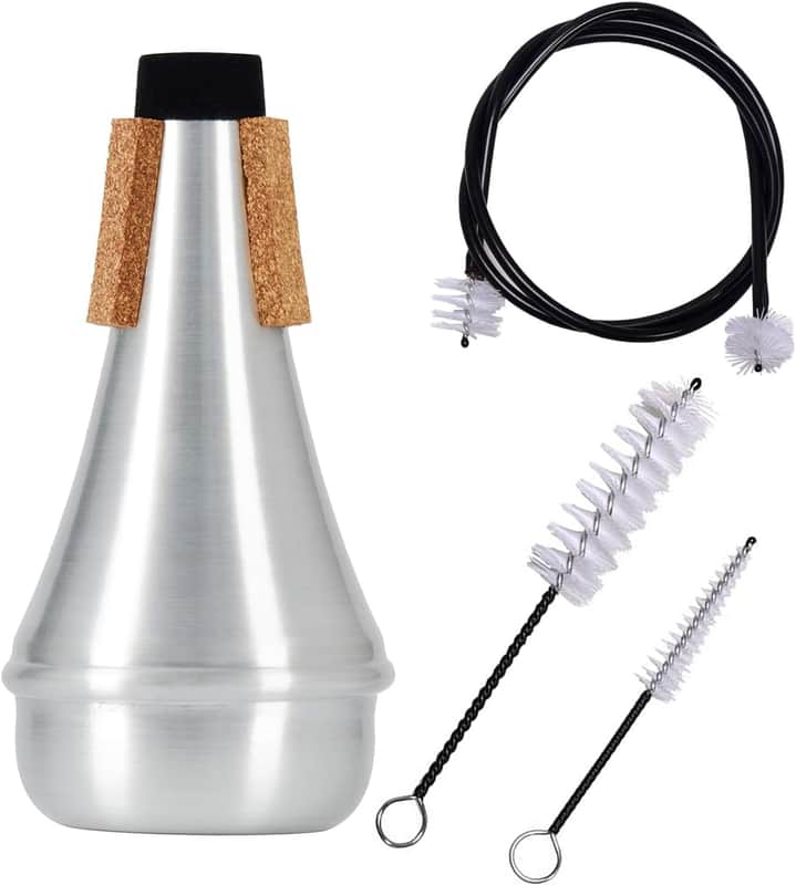 Trumpet Mute And Trumpet Cleaning kit, Trumpet Mute Silencer,Lightweight Aluminum Trumpet Practice Mute, Mouthpiece/Valve/Bore Brushes For Trumpet image 1