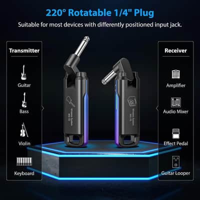 LEKATO UHF Wireless System Transmitter Receiver For Electric Guitar Bass Mixer image 5