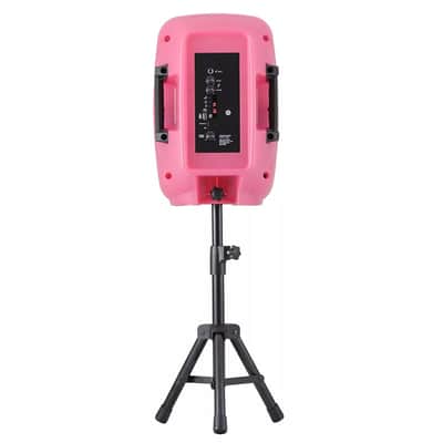 Pink 8" Rechargeable Bluetooth LED Party Speaker System w/ USB, SD, FM, AUX, Mic & Stand image 2