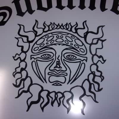 Sublime 3 Decal band name logo black design on a White Big 16" Drum head has lot tiny air bubbles image 3