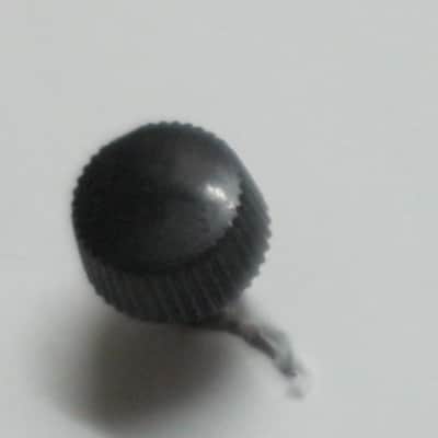 ONE used genuine Boss thumb screw (black hard plastic head) 1990s -2010s - HEAD: Black hard plastic- Top Side has light surface cloudiness, outer sides are ribbed - have some tiny nicks /  threaded shaft is silver color metal (but has discoloration) image 1