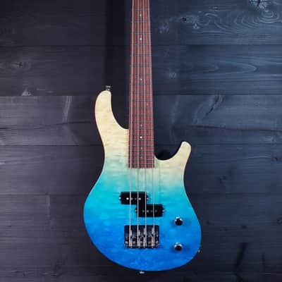Flight Mini Bass TBL Trans-Blue Solidbody Electric Bass image 2