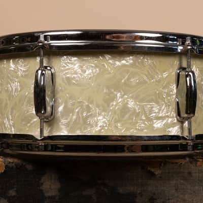 1960s Slingerland 5x14 White Marine Pearl Deluxe Student Snare Drum image 4