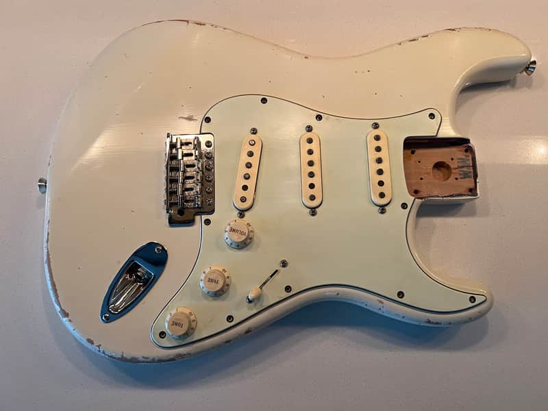 Fender Stratocaster Body with MJT Relic with Loaded Bare Knuckle Pickups Mothers Milk image 1
