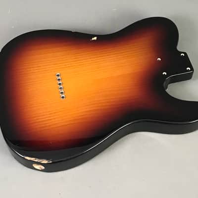 LEFTY Fender Telecaster Left Tele Sunburst Solid Alder Guitar Body Aged Relic 4.9 lb image 12