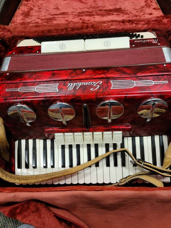 Scandalli  Maestrina Accordion 120 Bass With Case 1950s Pearl Red image 1