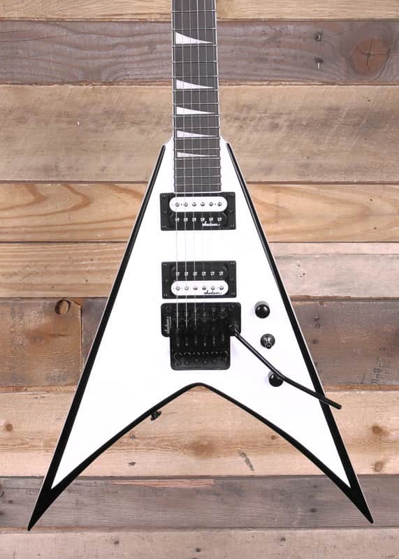 IMC / FU-Tone Custom Jackson King V JS32 Electric Guitar White w/ Black Bevels image 1