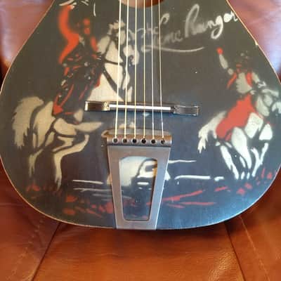 Circa late 30's ? Stella ? Lone Ranger Stencil Cowboy parlor guitar all original image 2