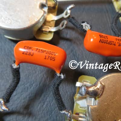 Wiring Kit Orange Drop .022uF Caps CTS 550k LONG shaft pots for Gibson Les Paul image 2