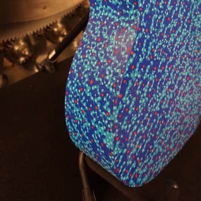 Hap "Michael Hapner" Hand Painted Guitar Blue Psychedelic Wall Art image 14