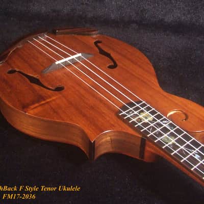 Handmade F Style Tenor Ukulele, ArchBack, Hawaiian Koa & Mahogany, Floral Inlay, Soft-bag, Bruce Wei FM17-2036 image 7