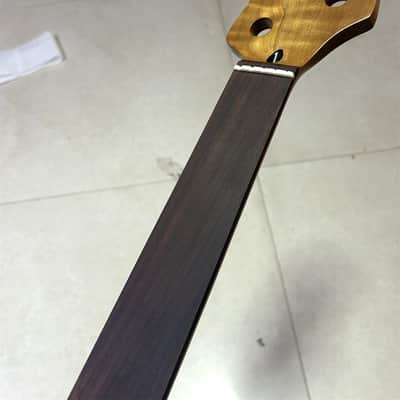 Fretless 5-String Roasted flame Maple Bass guitar Neck 20fret Rosewood parts image 1