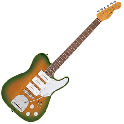 Vintage REVO Series Trio Electric Guitar ~ Green/Yellow Burst image 3