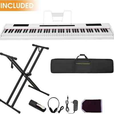 Digital Piano 88 Key Semi Weighted Keyboard, Piano Keyboard 88 Key for Beginners with Lighted Up Keys, Portable Electric Piano with Adjustable Stand,Carrying Case,Sustain Pedal,Headphone (White) image 3