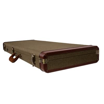 Crossrock Master Series - Wooden Telecaster&Stratocaster Electric Guitar Case - Security Lock, Genuine Leather Handle, Reinforced Hardware, Metal Feet, Storage Space- Olive Green Tweed image 3