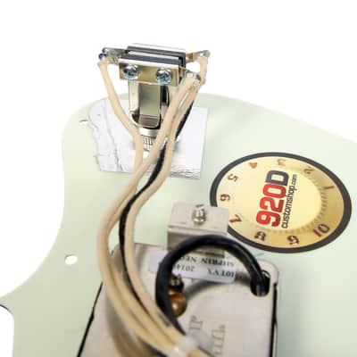 920D Custom Loaded Pickguard Seymour Duncan P-Rails Offset Mint Green Aged White image 4