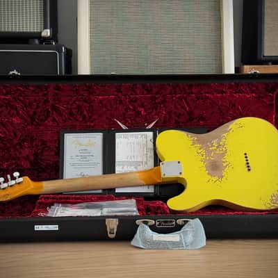 Fender Custom Shop 1964 HS Tele Heavy Relic Grafitti Yellow, Aus Erstbesitz! Custom Color, SD Neck Humbucker uvm. 2021 - Grafitti Yellow Relic image 2
