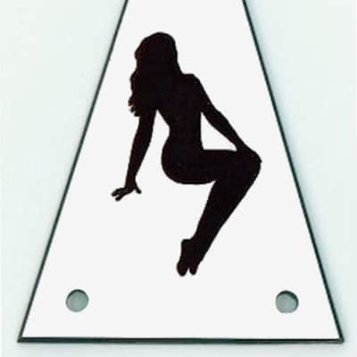 GUITAR TRUSS ROD COVER - Custom Engraved - Fit JACKSON - PIN-UP GIRL Pinup Mudflap - BLACK WHITE