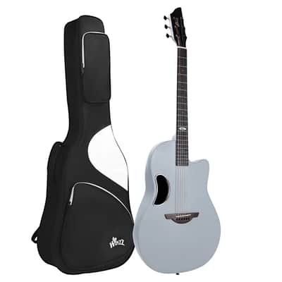 WINZZ AFO300C Solid Spruce Top With Carbon Fiber Back Acoustic Electric Guitar - Grey image 1