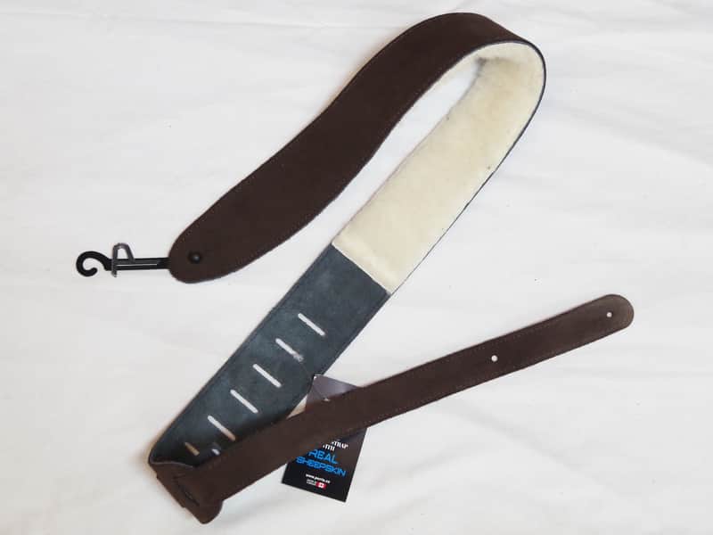 PERRI's Brown SUEDE Leather SHEEPSKIN Guitar STRAP - new - 2.5" wide image 1