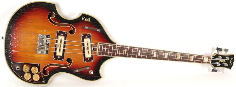Kent 833 Hollowbody Sunburst 4-String Electric Bass Guitar Kawai