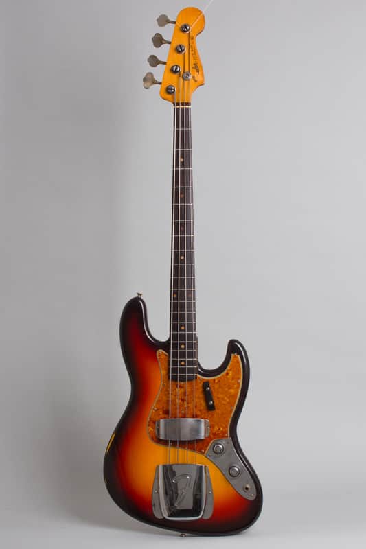Fender Jazz Bass Solid Body Electric Bass Guitar (1960), ser. #54837, original brown tolex hard shell case. image 1