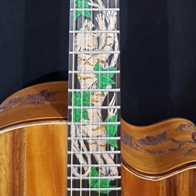 Blueberry Handmade Grand Concert Cutaway Guitar Tiger Motif image 3