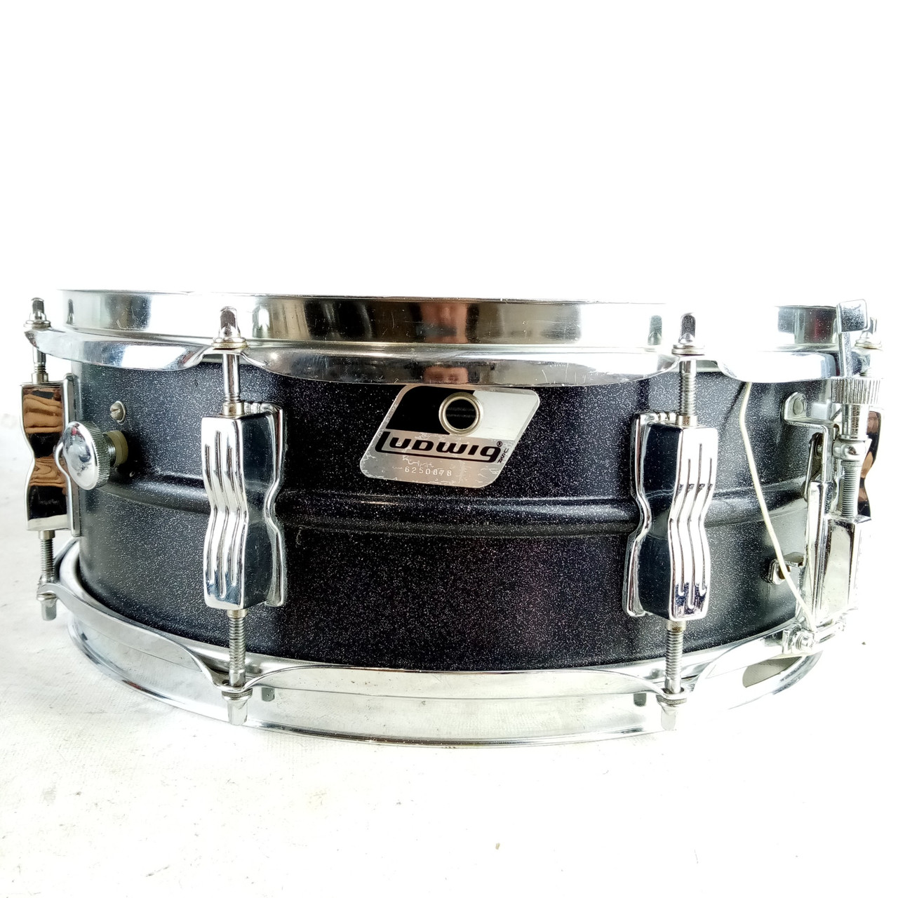 Ludwig 5x14"Black Galaxy Acrolite "Blackrolite" Snare Drum Aluminum Vintage 90s — main photograph
