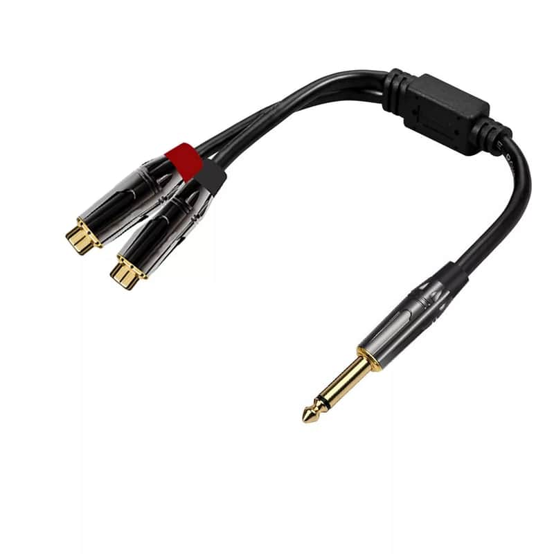 1/4" (6.35Mm) Ts Male Mono To Dual Rca Female Extension Mono Splitter Y Cable image 1