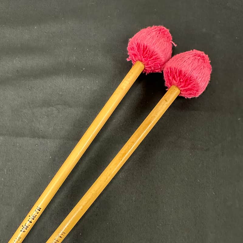VINTAGE Vic Firth M46 Mike Mainieri Vibe Mallets, Rattan, Pink, 1 Pair-GOOD image 1