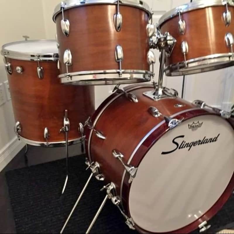 1976 Slingerland Silver Badge Niles Illinois Walnut Wrap