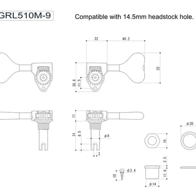 GOTOH GRL510M-9 Res-o-Lite Open Gear Bass Tuner Molded, Gold, 4L image 4