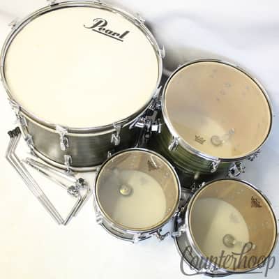 *Pearl Avocado Wood-Fiberglass Drum Set 22,12,13,16" Japan Mahogany Vintage 70s* image 7