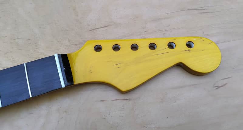 21 fret rosewood maple vintage tint gloss guitar neck 50 style truss rod access steel frets image 1