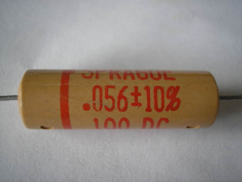 Sprague .056uf 157P capacitor 1965 Tan image 1
