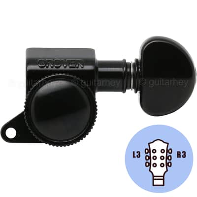 NEW Grover 505BC Mini Roto-Grip L3+R3 Locking Rotomatic Tuners 3x3 - BLACK
