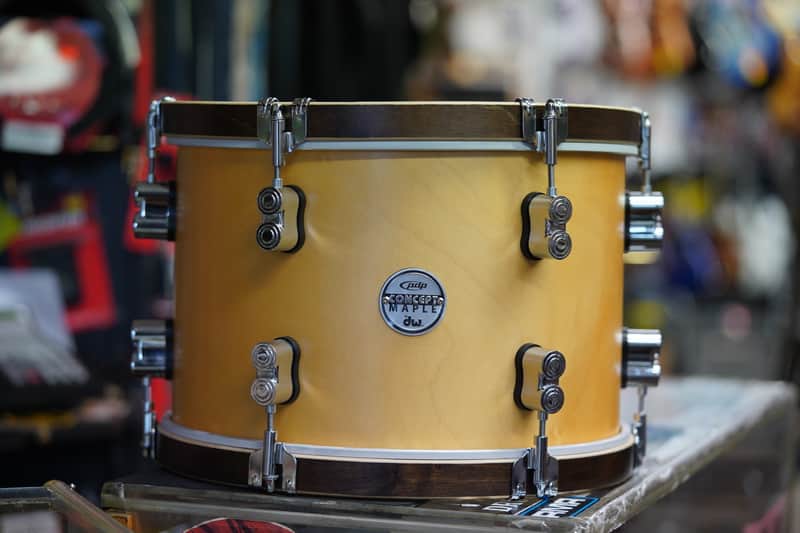 PDP  13'' Concept Maple Classic 9" x 13" Tom In Natural Stain w/ Walnut Stain Hoops image 1