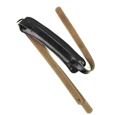 Walker & Williams C-19-BB Black On Black Leather Vintage Slash Strap Extra Long image 2