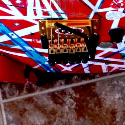 EVH Wolfgang Standard 2018 - Blue Color & Hand Painted EVH Red & White & Blue image 5