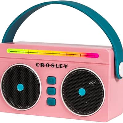 Crosley CR3050A-FG Mini Boombox Retro Portable Bluetooth Speaker, Flamingo image 2