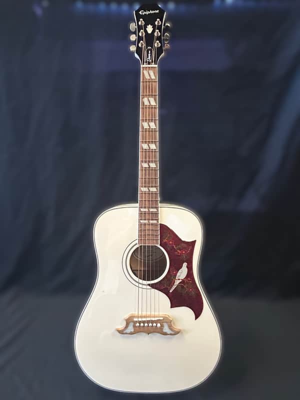 Epiphone LTD ED Dove Pro White Acoustic/Electric Guitar image 1