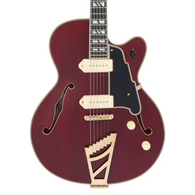 D'Angelico Deluxe Ss Fully Hollow Single Cutaway Satin Trans Wine image 4