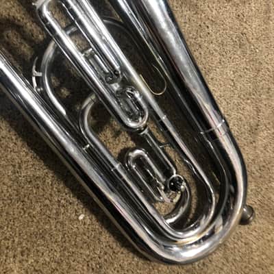 Olds Ultratone Bass Baritone Bugle Silver - Fullerton, CA - 1 rotary trigger, one piston valve image 5