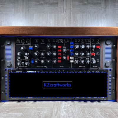 BEST Rack Ears for Model D / Cat / Wasp / Solina / Behringer Desktop Synths with Washers - color BLACK 70HP - by KZcraftworks - USA