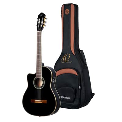 Ortega RCE145LBK Family Series Pro Solid Spruce Top Mahogany Neck Cutaway Nylon 6-String Classical Acoustic-Electric Guitar w/Gig Bag For Left Hand Player image 1