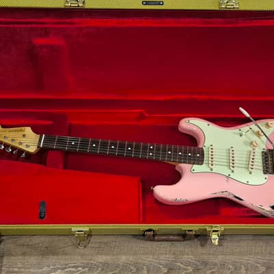 MyDream Stratocaster Custom Built - Relic Pink over Black Gilmour image 5