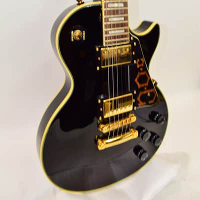 2008 Epiphone Les Paul Custom Electric Guitar, Ebony w/ Case image 4