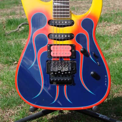 MIJ Jackson Pro Dinky DK2 Blue Orange Flames Japan image 2